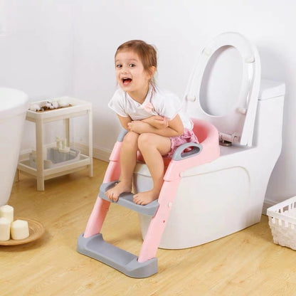 【ママ大助かり】子どもがひとりでトイレできた！ステップ一体型補助便座 安心・安全設計 折りたたみ収納