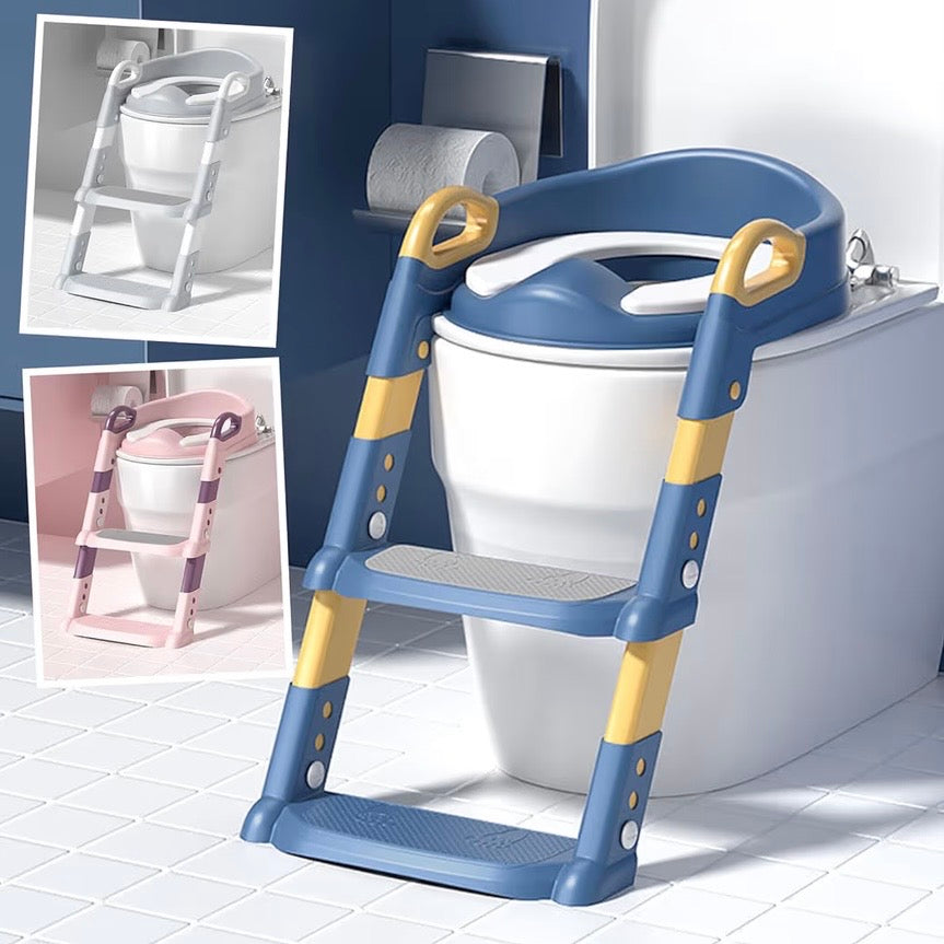 【ママ大助かり】子どもがひとりでトイレできた！ステップ一体型補助便座 安心・安全設計 折りたたみ収納