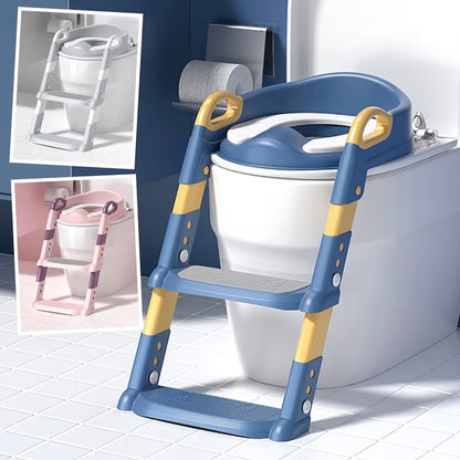 【ママ大助かり】子どもがひとりでトイレできた！ステップ一体型補助便座 安心・安全設計 折りたたみ収納