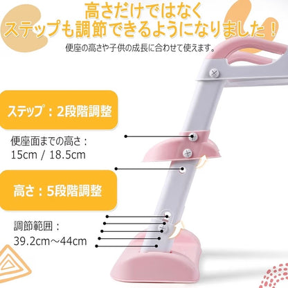 【ママ大助かり】子どもがひとりでトイレできた！ステップ一体型補助便座 安心・安全設計 折りたたみ収納