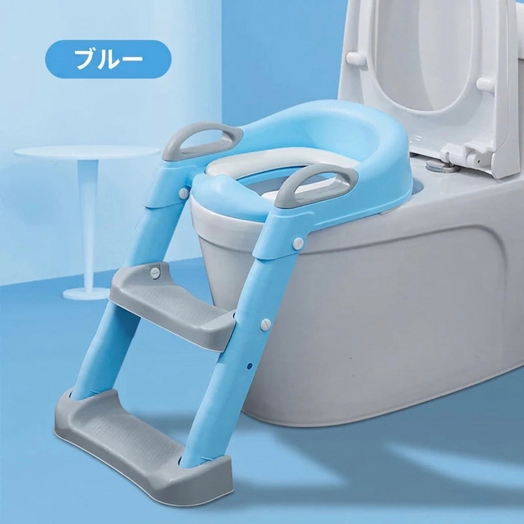 【ママ大助かり】子どもがひとりでトイレできた！ステップ一体型補助便座 安心・安全設計 折りたたみ収納