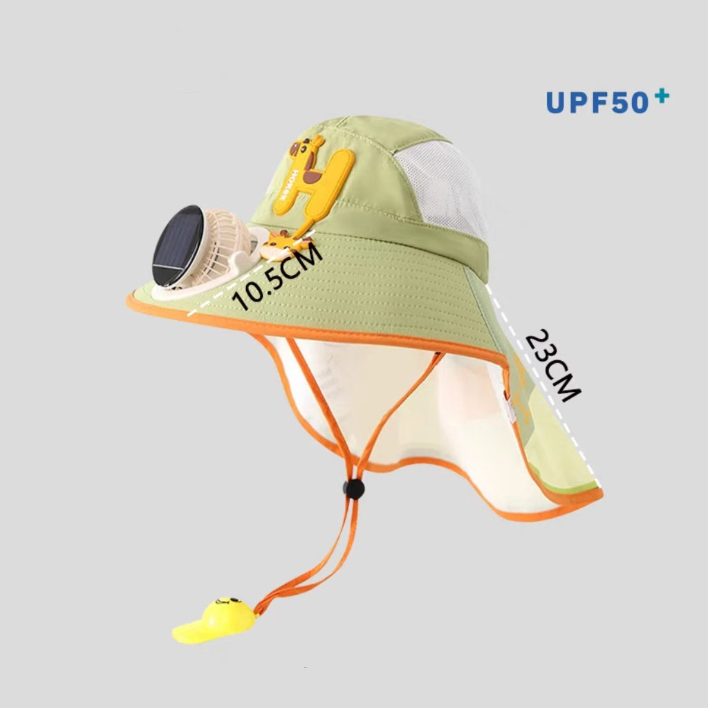 【ママ大助かり】ソーラー&USB充電式 冷却ファン付き サンハット UPF50+ 紫外線対策 子供 男の子 女の子