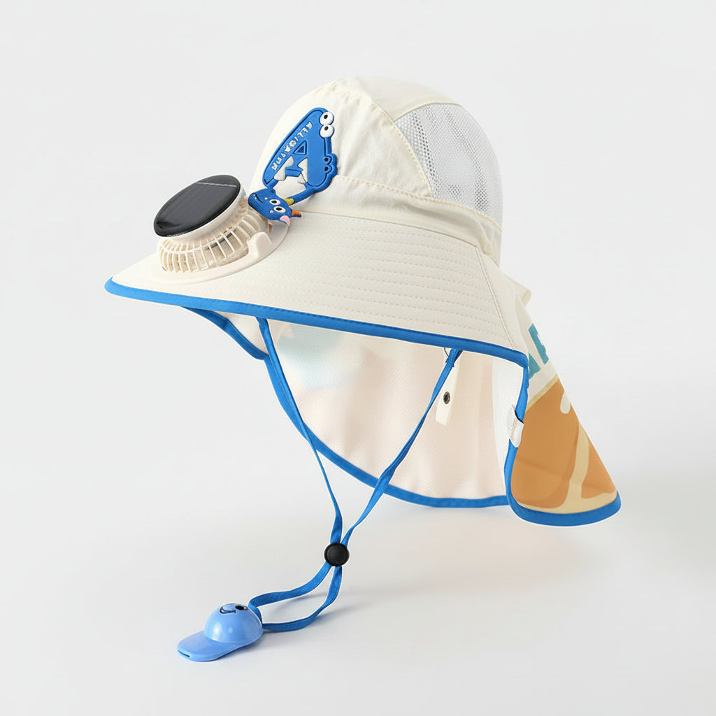 【ママ大助かり】ソーラー&USB充電式 冷却ファン付き サンハット UPF50+ 紫外線対策 子供 男の子 女の子