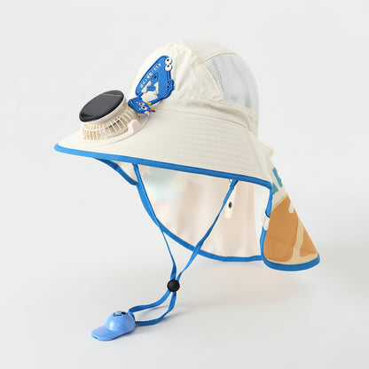 【ママ大助かり】ソーラー&USB充電式 冷却ファン付き サンハット UPF50+ 紫外線対策 子供 男の子 女の子
