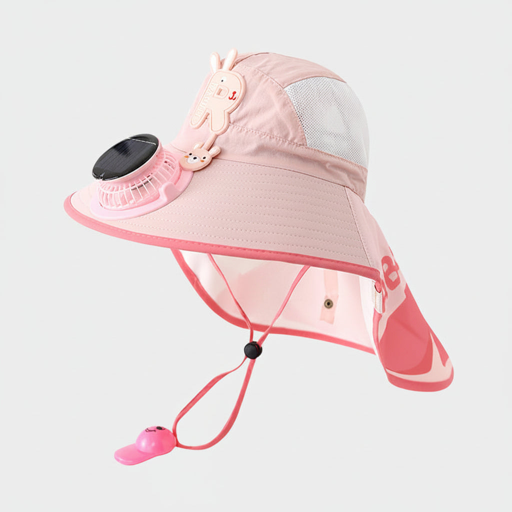 【ママ大助かり】ソーラー&USB充電式 冷却ファン付き サンハット UPF50+ 紫外線対策 子供 男の子 女の子